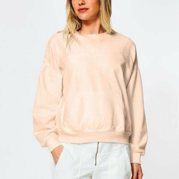 Young Fabulous Broke Drew Oversized Mixed Media Peach Pullover Sweatshirt Top XS - Picture 4 of 9